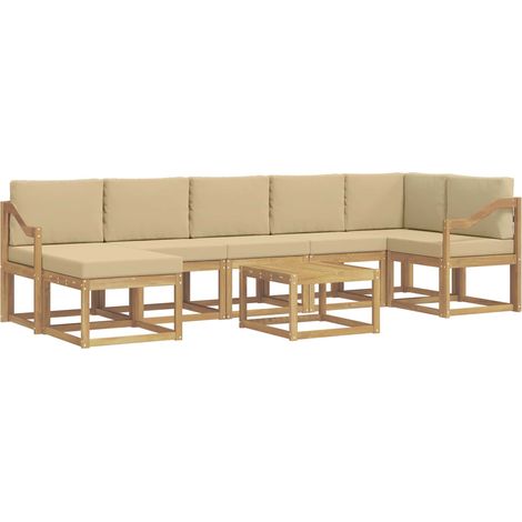 Conjunto de sofás de exterior con cojín 8 pcs y Beige Poliéster vidaXL