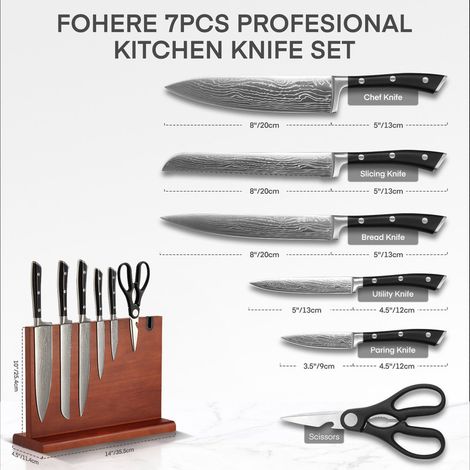 FOHERE 7 Pièces Couteau Cuisine 7 Pièces Magnétique Double Face (1/5)