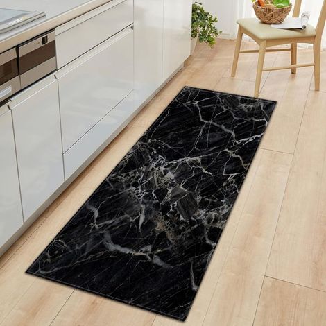 Tapis Cuisine Marbre Noir 40x100cm, Antidérapant/Imperméable, Couloir/Passage/Intérieur, Paillasson (1/5)