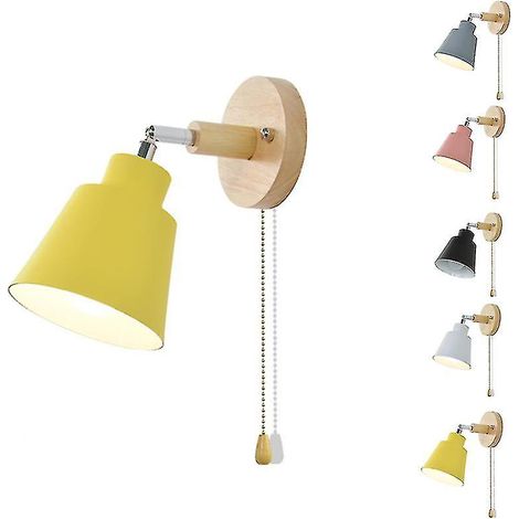 Lampe de chevet nordique en bois avec fermeture éclair, applique murale de chevet pour chambre ou couloir. (1/5)