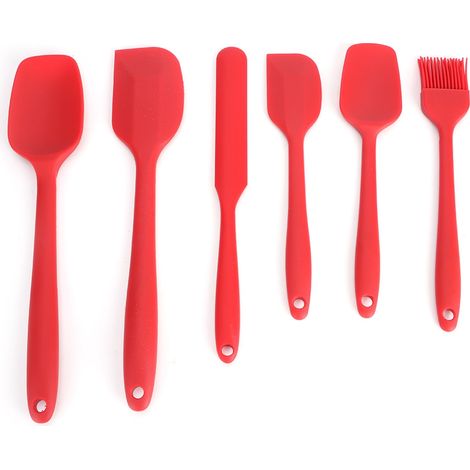 Lot de 6 Spatules en Silicone pour Cuisine, Racloir à Beurre, Brosse à Crème, Cuillère de Cuisson et Pâtisserie (1/5)