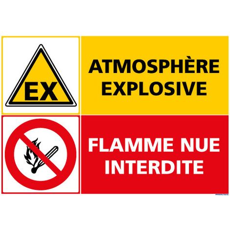 PANNEAU SIGNALISATION ATMOSPHERE EXPLOSIVE - FLAMME NUE INTERDITE (C1404) - Plastique PVC 1,5 mm - 420 x 300 mm