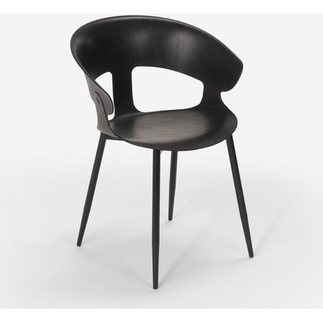 Chaise design moderne en métal polypropylène pour cuisine bar restaurant Evelyn - Noir (1/5)