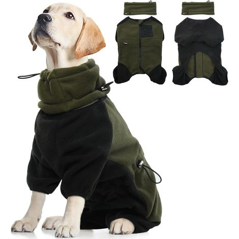 LaBlanc – Hundemantel, warme Hundejacke, Winterhund, Rollkragenpullover, warmer Fleecemantel, winddicht, kaltes Wetter, Hundeoberbekleidung mit Reißverschluss (Armeegrün, L)