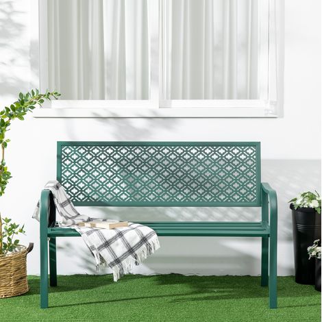 Silla jardin para dos con respaldo acero verde oscuro OKMYHOME (1/4)