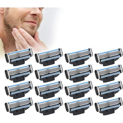 Lames de rasoir homme, 16 lames de rechange compatibles rasoirs humides 3 lames, pour Mach 3, cartouches de rasage Mach 3 (1/5)