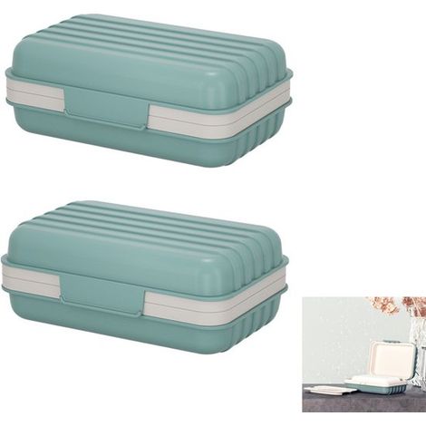 Porte-savon de voyage en 2 pièces avec couvercle, bac égouttoir amovible, facile à transporter, étanche, léger et imperméable. (1/5)