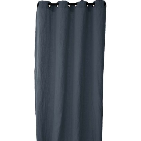 Rideau à œillets "Sonate" 140 x 280 cm 100% Lin lavé Vent du sud - Granit - Granit - 1 Panneau 140 x 280 cm