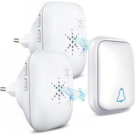 Kabellose Außentürklingel – Wasserdicht mit 2 Empfängern – Schutzart IP68 – 150 m Reichweite – 4 Lautstärkestufen – 37 Klingeltöne – Batterielos (1/3)