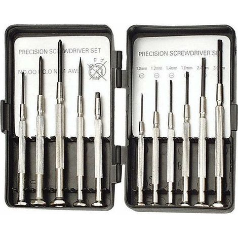 Kit de tournevis de précision 11 pièces - Outils pour montres et lunettes - Set de réparation - Tournevis fins pour petites réparations et bricolage (1/3)