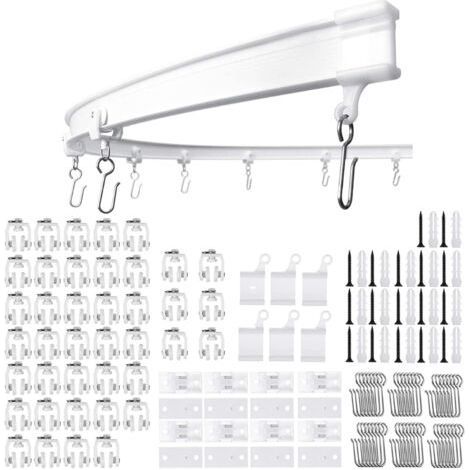 Rail de rideau flexible pour plafond Rail de rideau incurvé 3M avec roulettes silencieuses Support pliable pour cloison de douche (1/5)