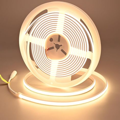 24V 5M Neon COB Ruban LED Blanc Chaud 3000K IP67 étanche 312LEDs/M CRI 93+ 4100lm 11W/M Lueur Uniforme Flexible Bande LED Autocollante pour Accueil Décorer(Alimentation non Incluse) (1/5)