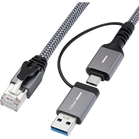 Adapterkabel CAT6 FTP für USB A-C MicroConnect, 5 Meter, MC-RJ45USBC-05
