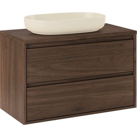 Waschtisch 80cm Edmé mit 2 Schubladen, Holzoptik (1/5)