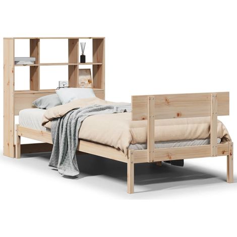 Maison Exclusive - Massivholzbett mit Regal ohne Matratze 90x200