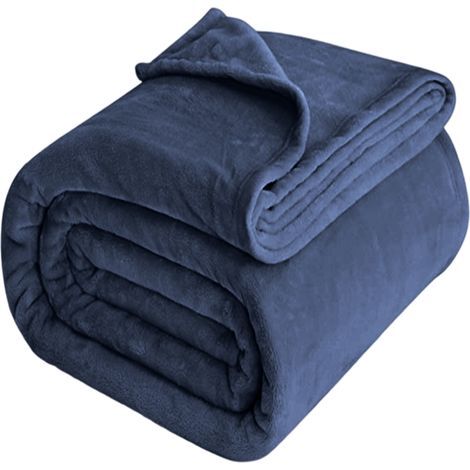 Couverture polaire douce et unie, bleu marine, 127 cm x 152 cm (1/5)