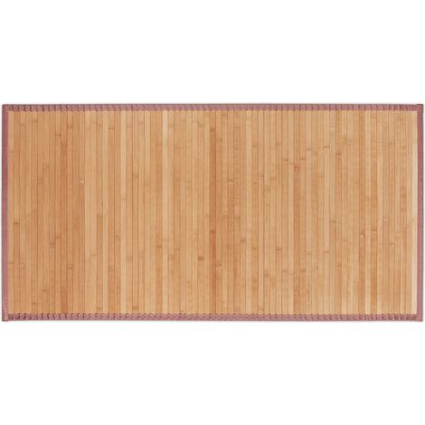 Tapis en Bambou Résistant Humidité Anti-Glisse Bord Textile Sortie de Bain Douche SDB, 61x122 cm, Nature (1/5)