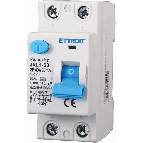 ETTROIT JX324064 Reiner Differentialschalter 2P 40A 30mA 220V-6KA KLASSE A