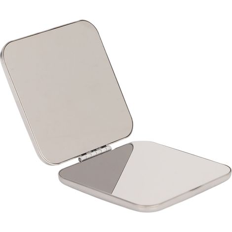 Miroir de poche double face pliable en acier inoxydable, petit miroir de sac à main portable et compact pour les voyages, Tetragonum (1/5)