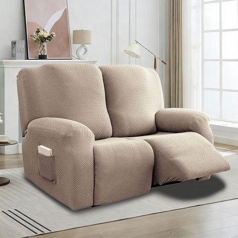 Housse de fauteuil 6 pièces - Housse de fauteuil tout compris pour fauteuil relax - Protection de fauteuil pour fauteuil TV - Housse de fauteuil complète - Housse de fauteuil extensible avec poches (1/5)