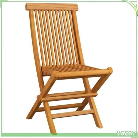 Chaise de jardin pliable - FAFEICY - 3065527 - Bois de teck massif - Lot de 6 - Dossier à lattes, pliable (1/4)