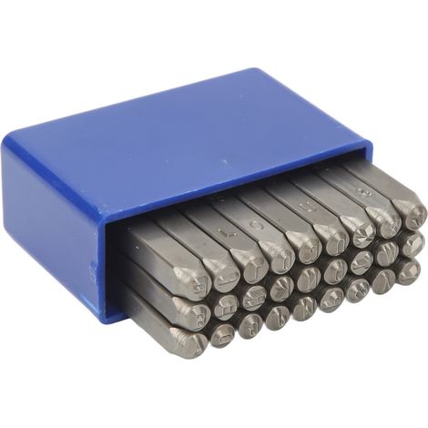 Ensemble de 27 pièces de marquage de lettres en acier à haute teneur en carbone (3 mm), adapté à la bijouterie et à l'artisanat du cuir, comprend une boîte de rangement. (1/5)