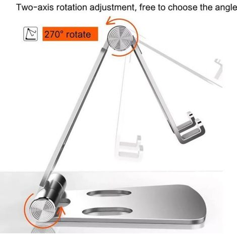 Support téléphone réglable - Unbrand - Multi-angle - Alliage d'aluminium - Support de table - Universel - Portable (1/5)