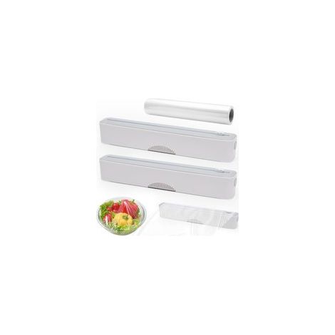Lot de 2 distributeurs magnétiques de film alimentaire avec découpe, distributeur de film, tiroir, distributeur de film en aluminium et conservation, coupe-film alimentaire pour film en aluminium (1/5)