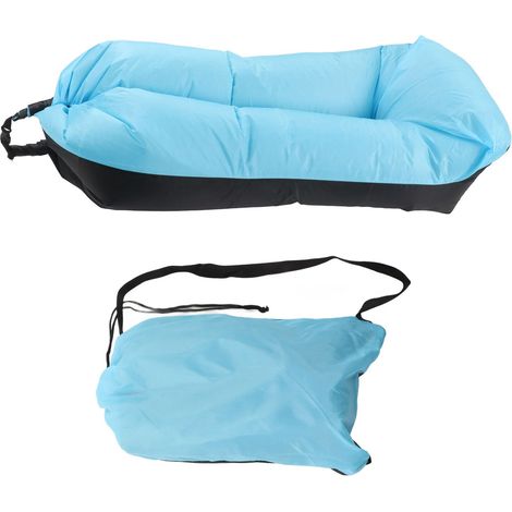 Canapé gonflable 6,1 pi long 2,3 pi large toile Oxford gonflage facile relax gonflable pour camping plage voyage noir et bleu (1/5)