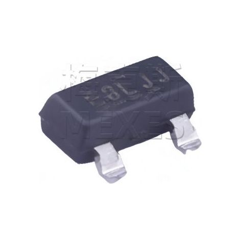 Integrierter Schaltkreis IRLML6402TRPBF im SOT-23-Gehäuse, Feldeffekttransistor-Bauteil (5 Einheiten bestückt).