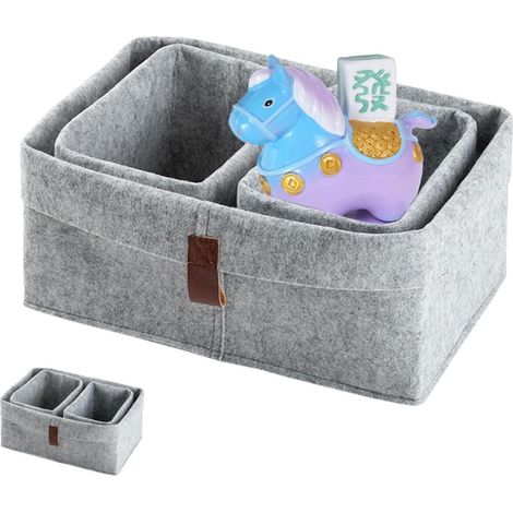 Lot de 3 paniers de rangement multifonctionnels en feutre pour le bureau compacts et robustes (1/5)