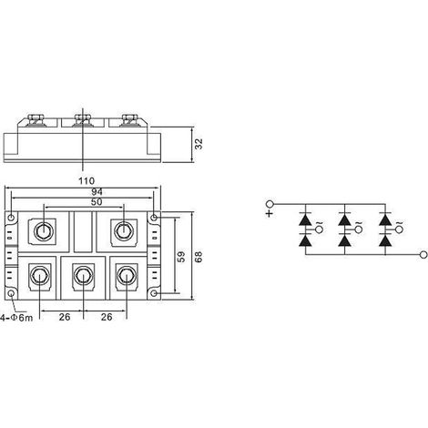 Module pont redresseur triphasé MDS300A 1600V résine (1/5)