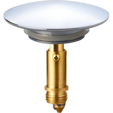 Piletta di scarico per lavabo a scomparsa Click-Clack da 66 mm – Ottone massiccio cromato – Meccanismo a molla – Drenaggio rapido dell'acqua -Crezuo