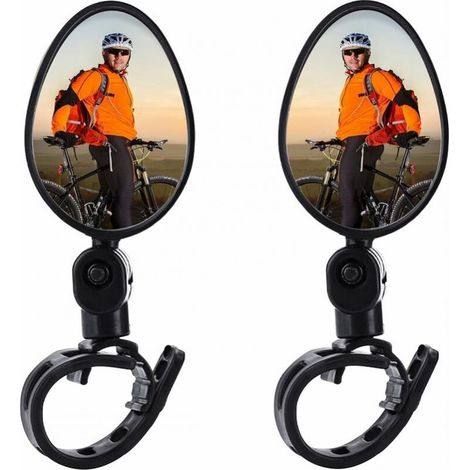 2 Pieces Bike Mirrors, Bicycle Mirrors, 360° Adjustable, for 15-35mm Handlebar, Bike Handlebar Mirror, Bike Rearview Mirror for Cycling, Mountain Bike, Electric Scooter (left + right) (1/5)