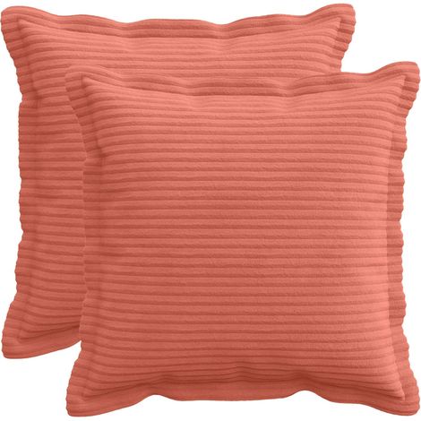 Cushion Cover 2 pcs HOUTEN Red Orange 30 x 30 cm Corduroy vidaXL (1/5)