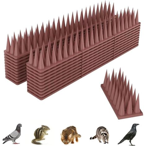 Pic Anti Pigeon, 5.7M Anti Pigeon pour Balcon Plastique, Repulsif Chat Repulsif Pigeon Kit, Repulsif Oiseaux pour Effrayer Pigeons, Corbeaux, Moineaux, Chats - 20 Pièces Brun (1/5)