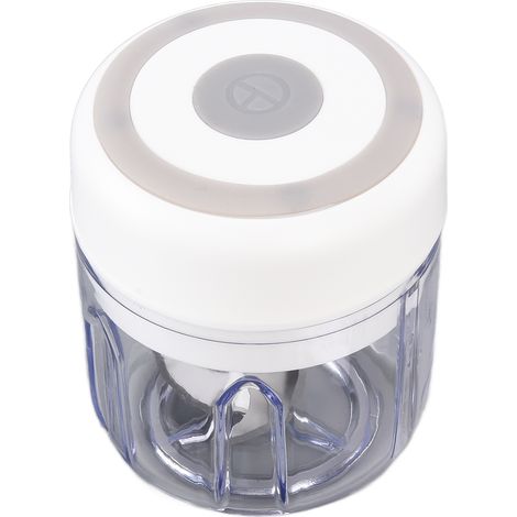 Kleiner elektrischer Gemüseschneider, Ingwer- und Knoblauchzerkleinerer, kabellos, 3 Klingen, 250 ml Fassungsvermögen, USB-Ladefunktion, tragbar, Weiß (1/5)