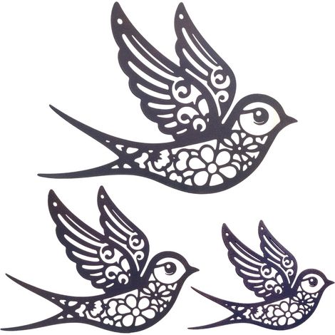 3er-Set Vogel-Wanddeko aus Metall, Ethno-Dekoration für Garten und Haus, modernes und elegantes Design (1/3)