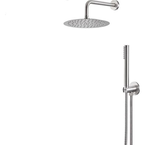 Kit doccia tondo acciaio inox Vema WELLNESS STEEL V08135 Satinato