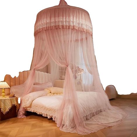 Zanzariera con bordo in pizzo, copertura traspirante, adatta per superfici da 0,9 a 2 m², rosa chiaro. (1/2)