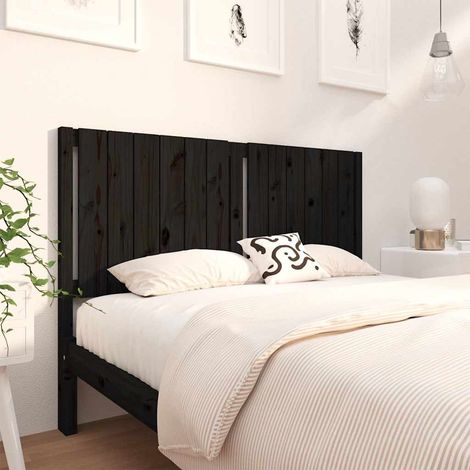 vidaXL Cabecero de cama madera maciza de pino negro 145,5x4x100 cm (1/5)