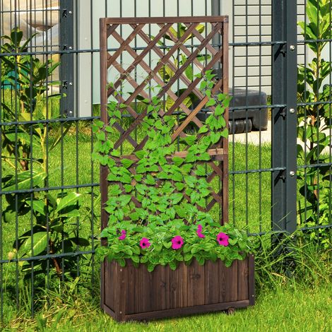 Fioriera con grigliato in legno 72,5x31,5x149,5 cm OKMYHOME (1/4)