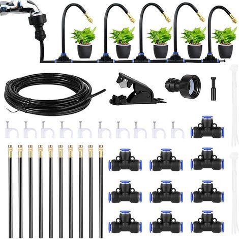 Automatisches Bewässerungssystem mit gebogenem Schlauch. Verstellbare Düse. Wassersparendes Design. Nebelbewässerungsset. Schnell zu installierendes, bodenschonendes Bewässerungssystem für Garten und 