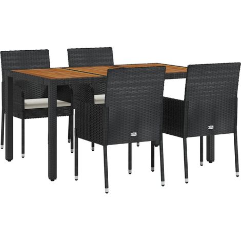 Ensemble à manger de jardin coussins 5pcs Noir Résine tressée vidaXL (1/5)