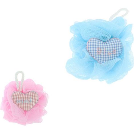 TRADE SHOP - Spugna Per Doccia A Rete Bagno Esfoliazione Pelle Corpo Con Cuore A Scacchi 10778 -