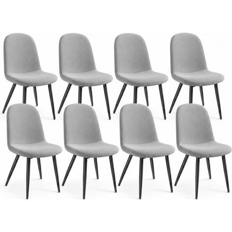 Lot de 8 chaises salle à manger havenlyhome, assise rembourrée en velours, ergonomique, réglable, pour salon, cuisine, chambre à coucher, gris (1/5)