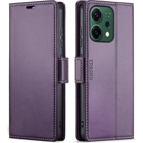 Funda para Oppo Reno 14, color lichi brillante, tipo cartera, color morado. (1/5)