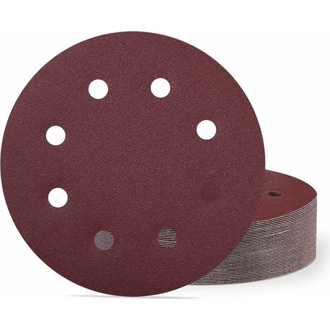 Paquete de 40 discos abrasivos, 180 mm, grano 240 - Discos de 180 mm - 8 agujeros - Papel de lija para lijadoras de pared (1/5)