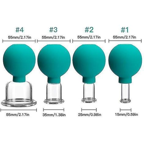 Kit de massage par ventouses pour le visage et le corps, thérapie par ventouses anti-cellulite, brûleur de graisse, lifting de la peau, Gua Sha, amincissement et beauté, ventouses vertes, 4 pièces (1/5)