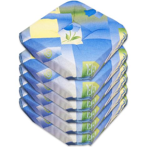 Set 6 Cuscini Sedia Cotone Con Alette Lavabili Morbidi Universali Coprisedia Floreale Moderno